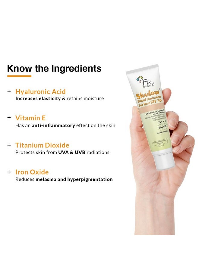 Shadow Tinted Sunscreen Spf 50 Pa+++ | Sunscreen With Vitamin E | Uva & Uvb Protection | For All Skin Types 30Gm