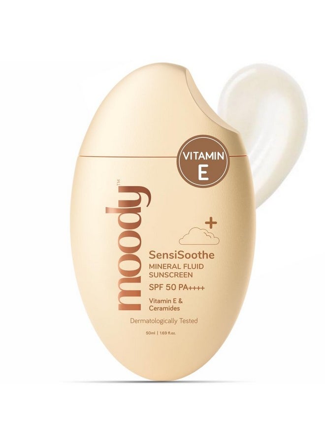 Sensisoothe Mineral Brightening Sunscreen Serum With Ceramides & Rice | Sunscreen For All Skin Types With Spf 50 Pa++++ | No White Cast, & Non-Comedogenic Sunscreen Dermatologist Tested-50Ml