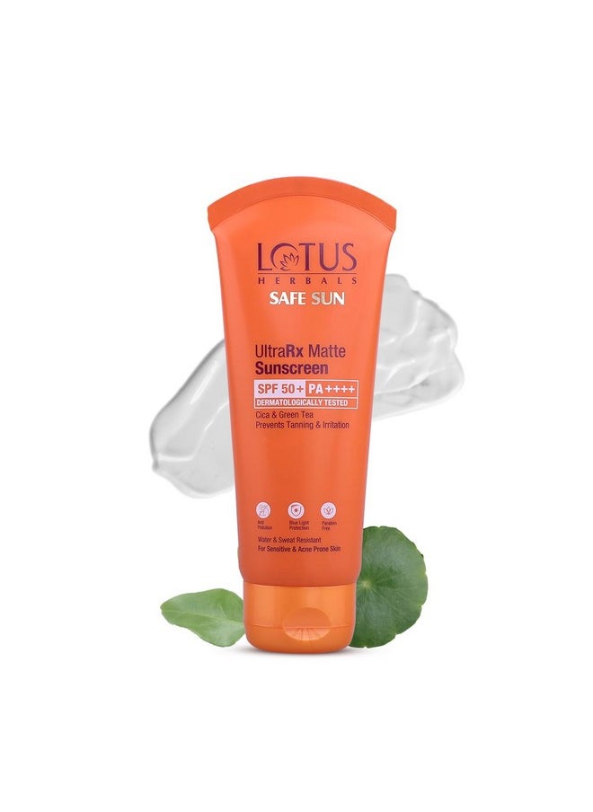 Herbals Safesun Ultrarx Matte Sunscreen Spf 50 Pa++++ | Cica & Green Tea | Water & Sweat Resistant | No White Cast | Dermatologically Tested | 50Gm