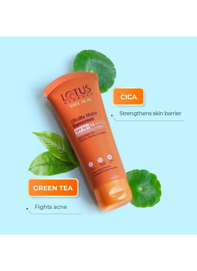 Herbals Safesun Ultrarx Matte Sunscreen Spf 50 Pa++++ | Cica & Green Tea | Water & Sweat Resistant | No White Cast | Dermatologically Tested | 50Gm