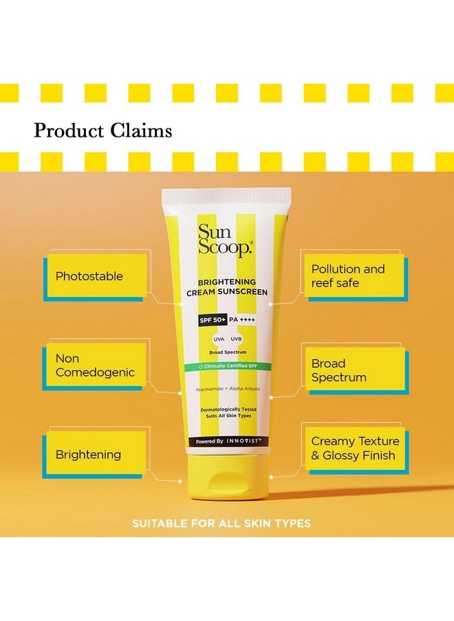 Brightening Daily Sunscreen Spf 50 | Zinc Oxide Uv Filter For Effective Sun Protection | With Niacinamide + Alpha Arbutin | Pa++++, Broad Spectrum, No White Cast | Ideal For All Skin | 45G