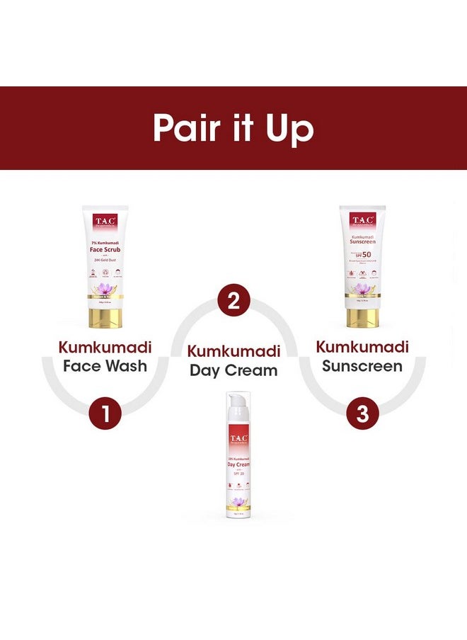 Tac Kumkumadi Gold Glow Sunscreen Spf 50 Pa+++| High Grade Sun Protection With Uva/B + Blue Light Barrier|Ultra Light Sunscreen Gel|For Oily & Dry Skin|Water-Based Hydrating Formula|No White Cast -50G