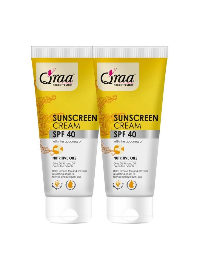 Sunscreen - Spf 40 Pa++++ Sunscreen Cream Spf 40|Helps Remove Tan|Helps In Sun Burn| Pack Of 2 (200Gm, 2)