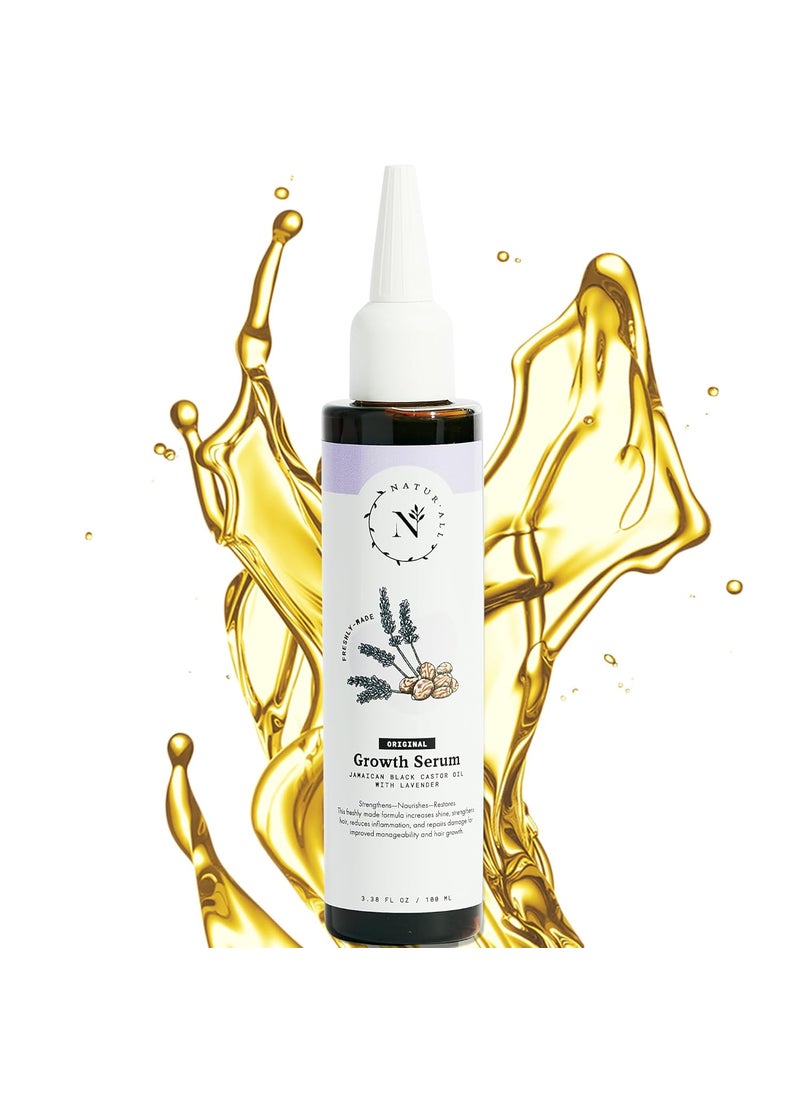 Naturall Jamaican Black Castor Oil Serum with Lavender - Hair Growth Elixir for Curly, Dry & Damaged Hair - Best Strengthening Formula (100ml)