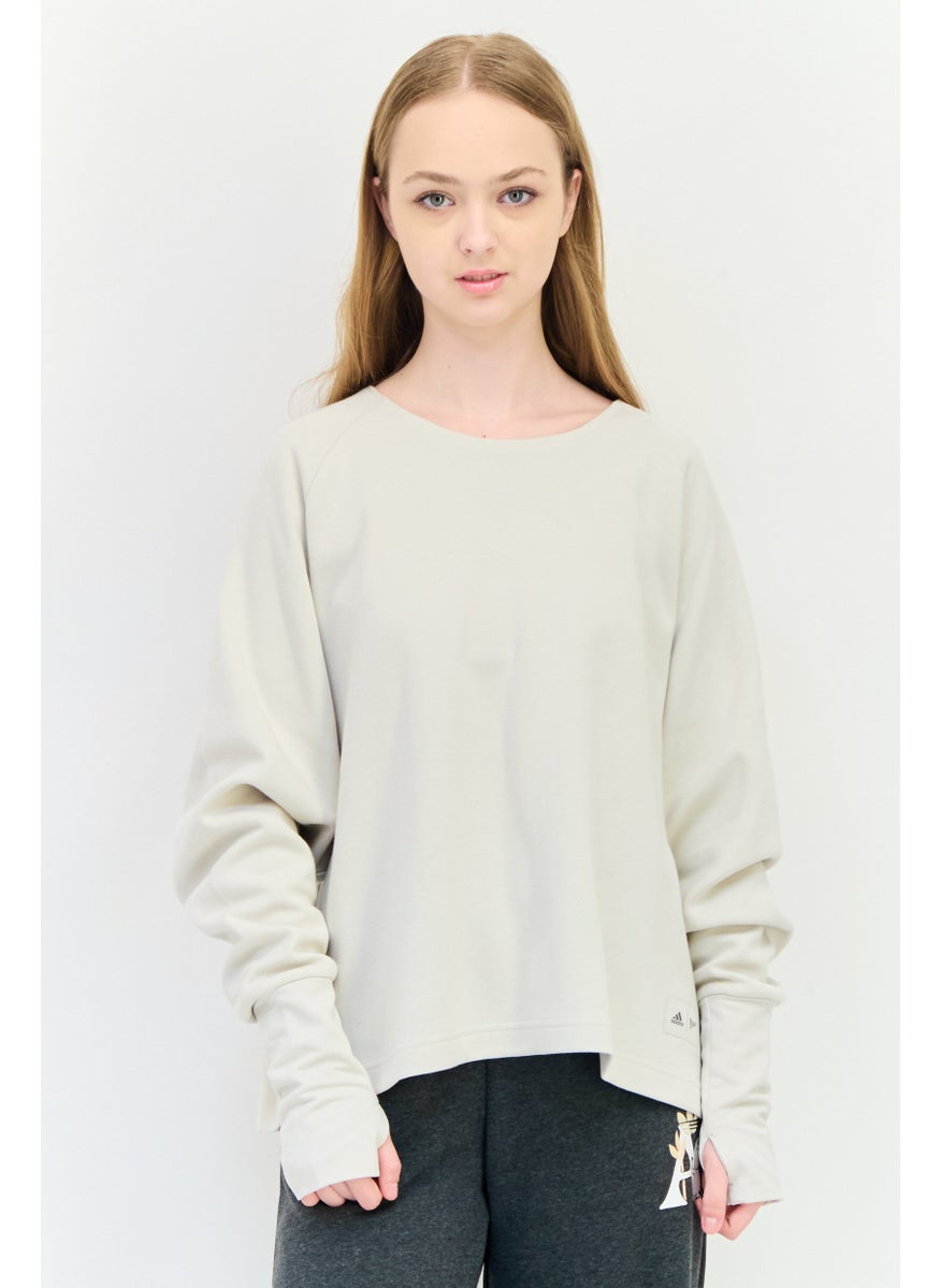 Adidas X Parley Women Sportswear Fit Long Sleeve Outdoor Sweatshirt, Beige