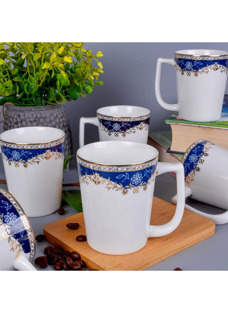 Deco Pride Coffee Mug Set of 6 Pcs Elegant Printed Design Tin Box Packaging Gift Set 469709G 210 ml