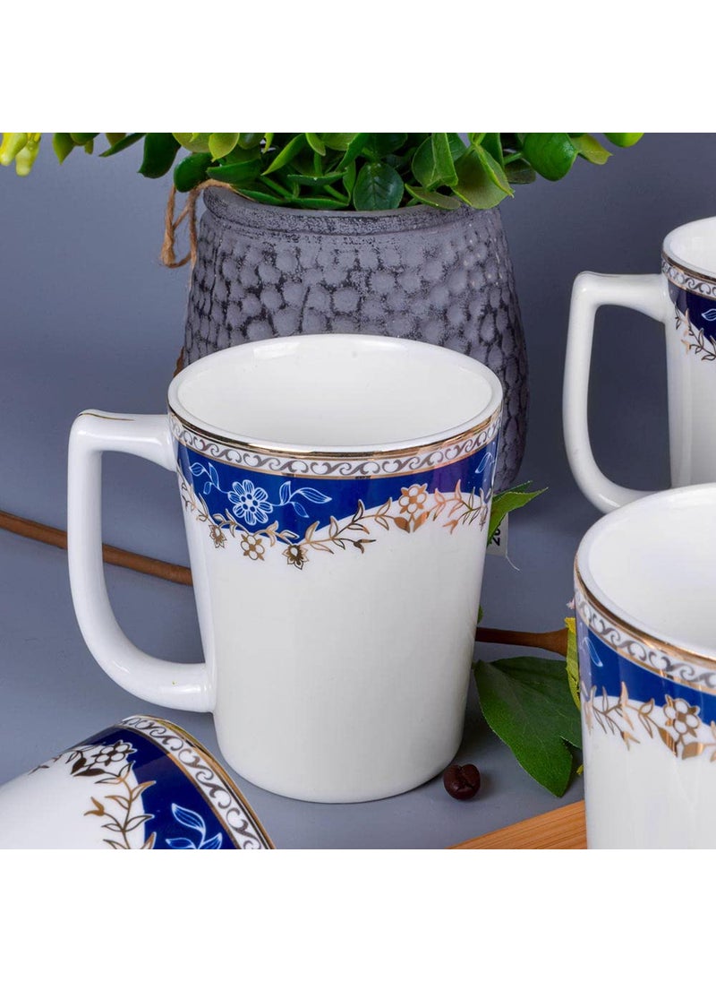 Deco Pride Coffee Mug Set of 6 Pcs Elegant Printed Design Tin Box Packaging Gift Set 469709G 210 ml