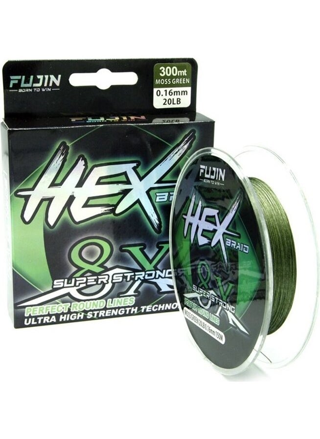 Hex Braid 8x 300MT Moss Green Pe Thread Line