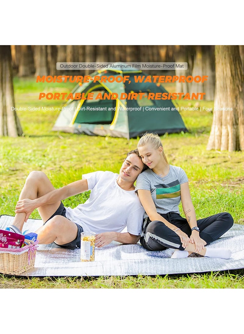 CPEX Aluminum Foil Sleeping Mattress Insulation Mat Pad for Outdoor Camping Picnic Waterproof Foldable Beach Mat 2M x 2M