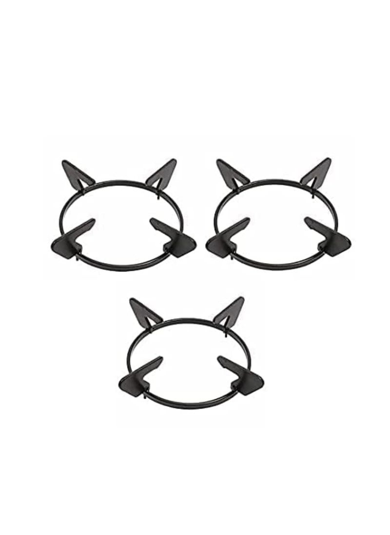 SARFI Gas Stove Pan Support Round Shape Size 15x15x5cm Black Colour MaterialIron Pack of 3 Units