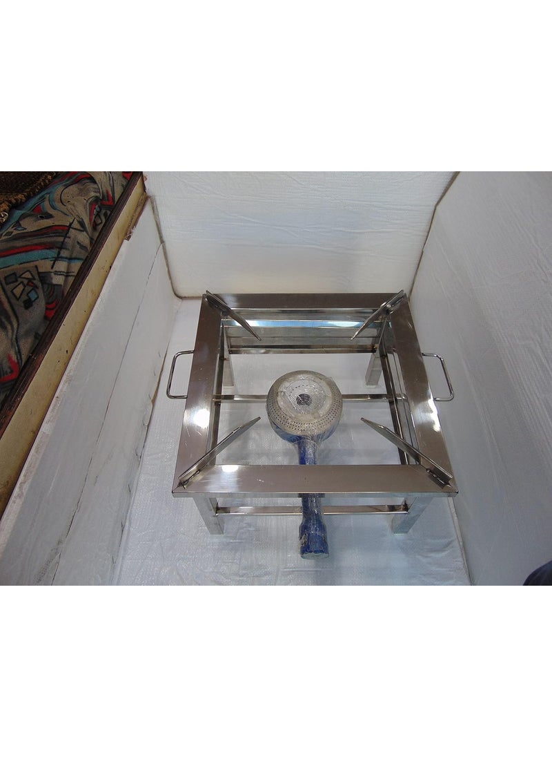 UMA STOVE 12 X 12 Square steel Gas Stovesteel Bhatti with Fitted Pipe Lighter Valve and adaptore size 12 L X 12 W X 8 H Inch