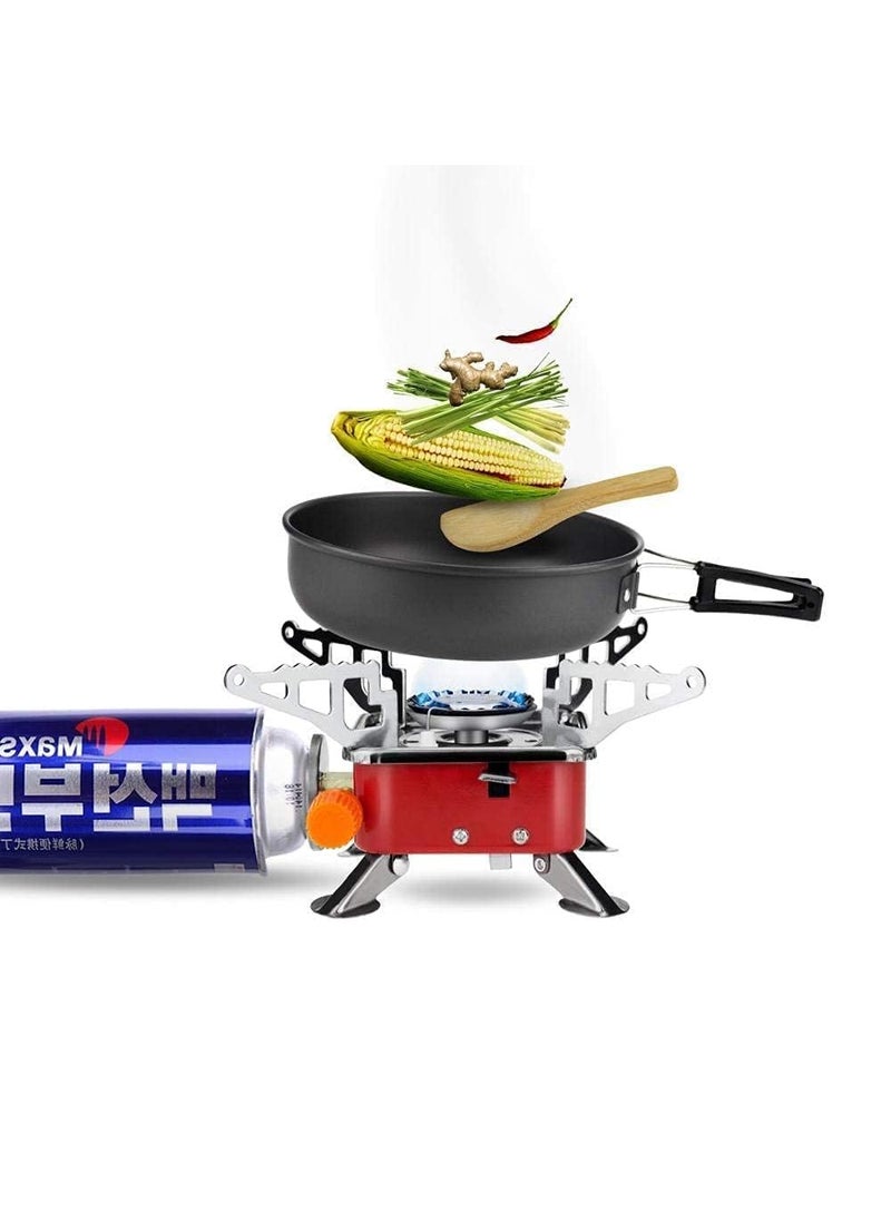 THE VENTI Portable Gas Stove Mini Portable SquareShaped 2800W Gas Butane Burner Camping Stove travelling Stainless Steel Cooking Stove Folding Furnace Stove with Storage Bag