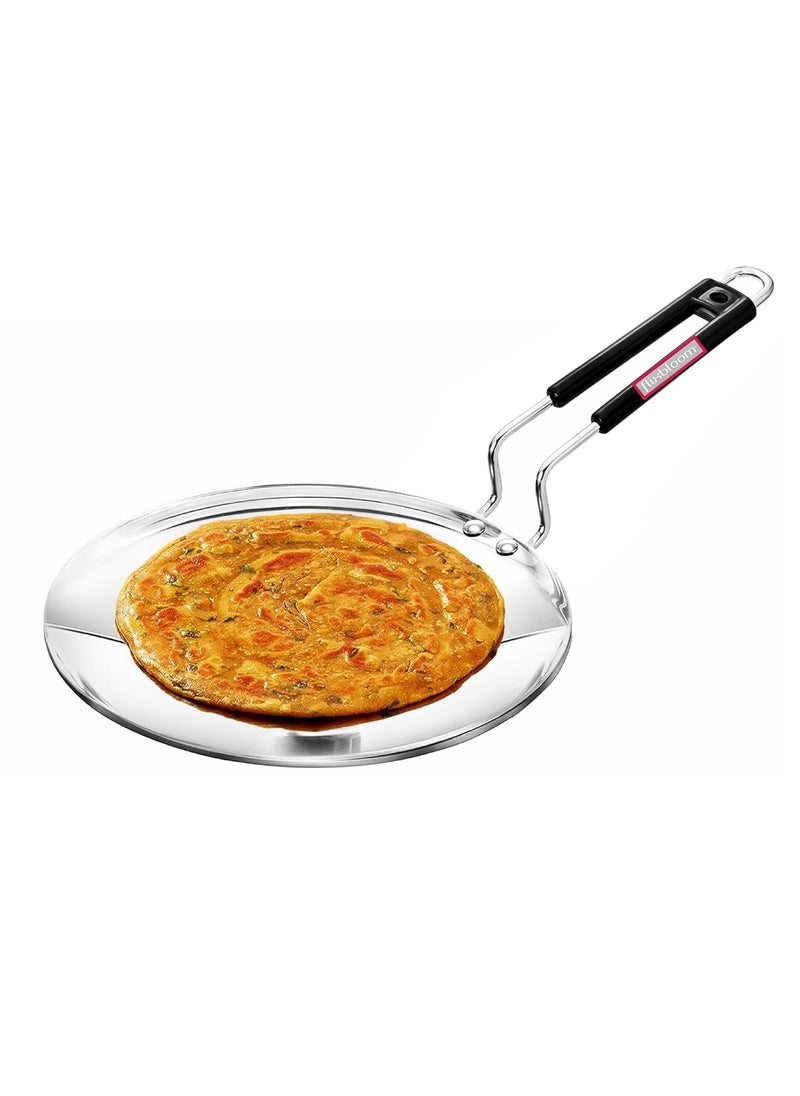 FLIXBLOOM Urban TriPlus Stainless Steel Triply Steel Aluminium Steel LPG Gas Stove Top Induction Base Tawa for RotiChapatiOmelette Mirror Finish
