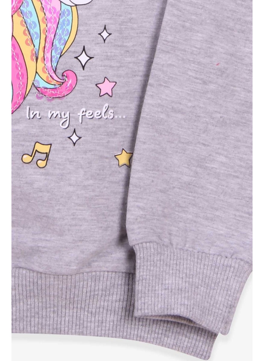Girls' Sweatshirt Printed Sequin Unicorn Gray Melange (2-6 Years)