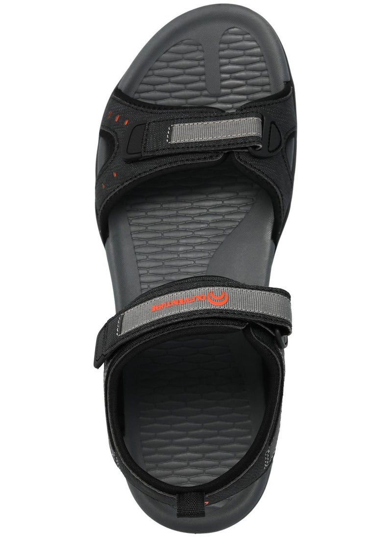 Men's Sandals Crete 3 Black, Outventure, Durable Straps, Comfortable Footbed, Adjustable Fit, Ideal for Outdoor Adventures and Casual Wear