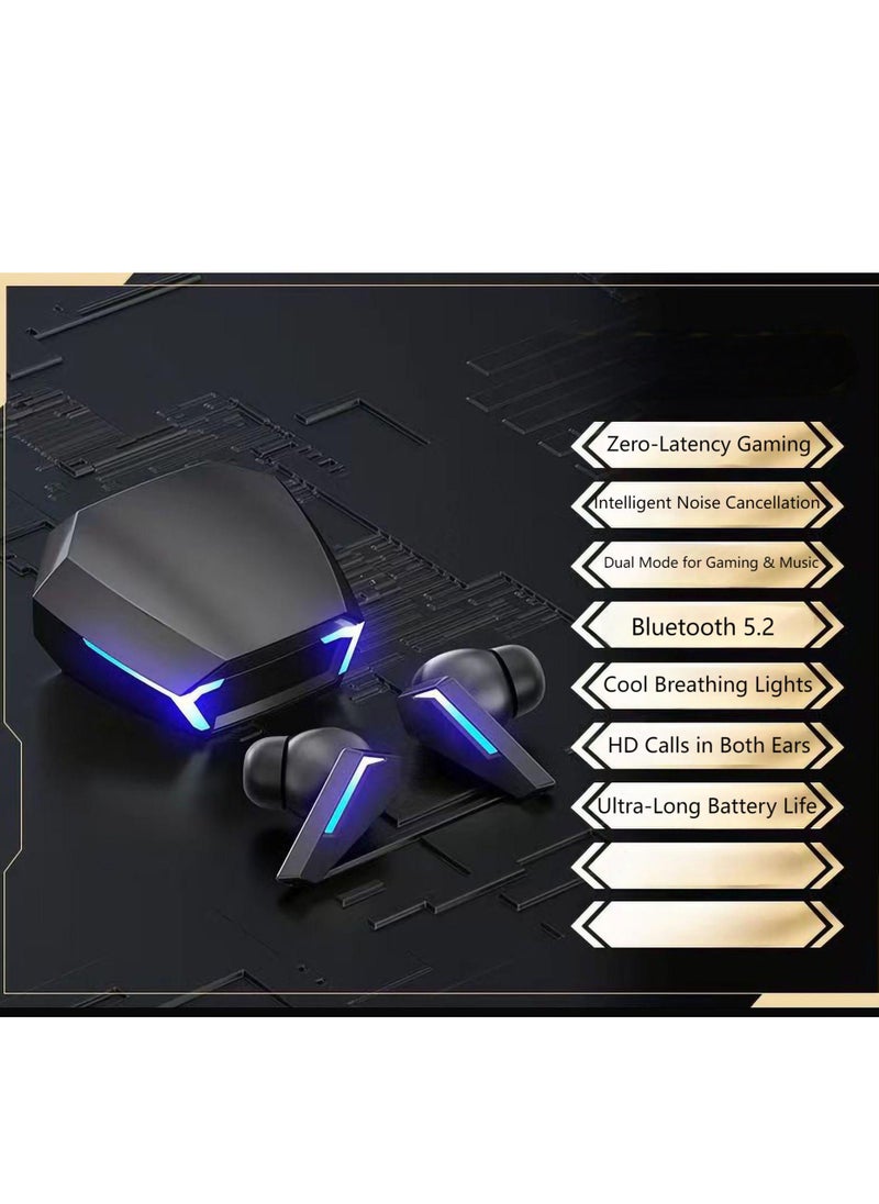In-Ear Wireless Bluetooth headset, 2025 New Gaming Headset, Zero Latency, High-Quality Sound, Noise Cancellation, Long Battery Life, Fast Charging  Black Bluetooth earphone