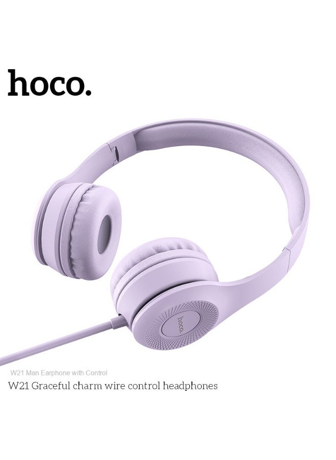 W21 Wired Over-Ear Headphones with Single-Key Music Control and Call Answering