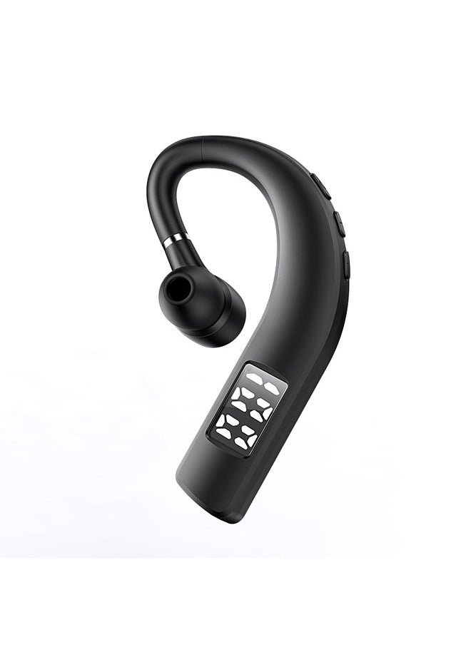 F19 BT5.2 Wireless Business Headphones with Microphone Ear-Hook Earphone Single In-Ear Earbud Battery Digital Display for Office Working Driving Running