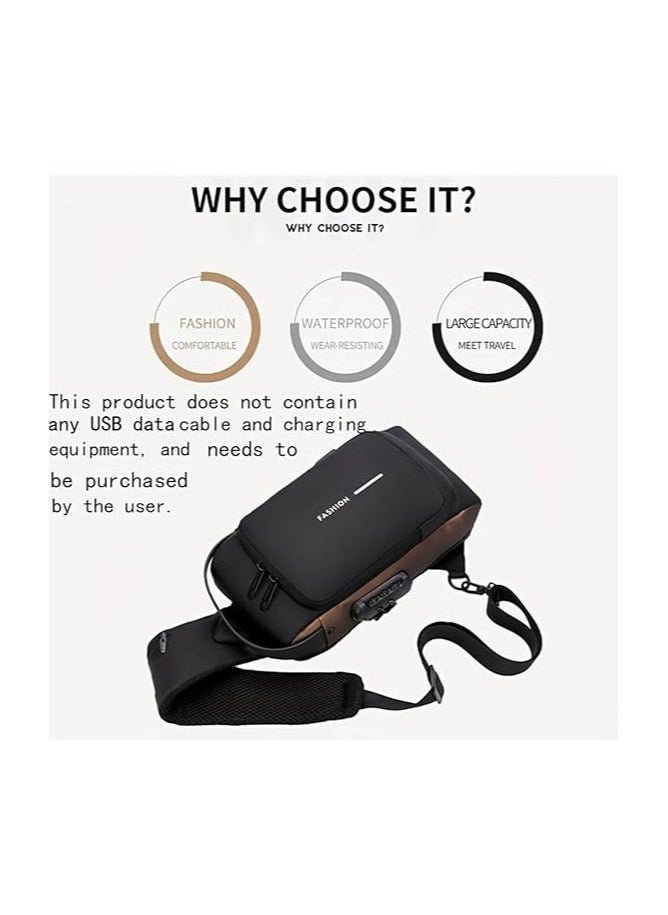 Men's Sling Shoulder Backpack USB Charging Sport Sling Anti-Theft Shoulder Bag, Waterproof Crossbody Bags Chest Daypack for Hiking Cycling Travelling Outdoor