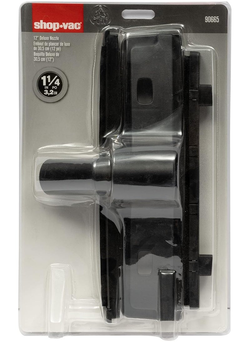 Shop-Vac 9066500 Deluxe Floor Nozzle, 12 Inch x 1.25 Inch Diameter, Includes Brush And Squeegee, Ideal For Wet and Dry Surfaces