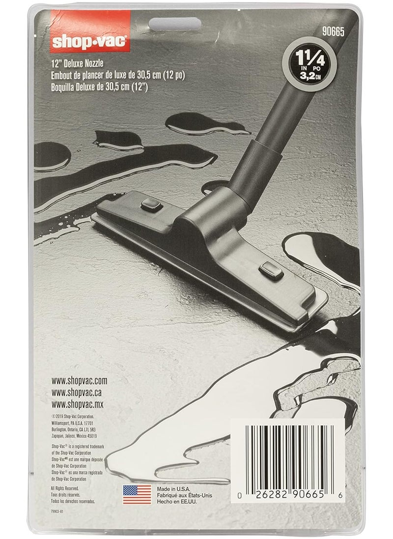 Shop-Vac 9066500 Deluxe Floor Nozzle, 12 Inch x 1.25 Inch Diameter, Includes Brush And Squeegee, Ideal For Wet and Dry Surfaces