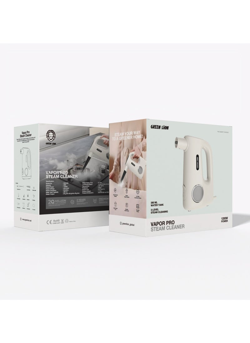 Vapor Pro Steam Cleaner 1200W / 380ml Water Tank / 3-Level Steam Cleaning / Versatile Steamer / 20 Sec Rapid Heating / Child Safety Lock - Beige