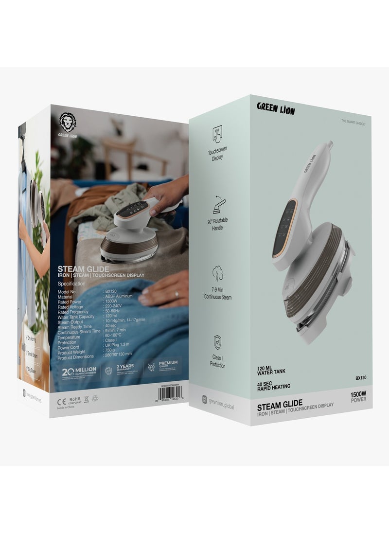 Multi-Functional Steam Glide Steamer 1500W / Dry Ironing / 40-sec Rapid Heating / 90° Rotatable Handle / 7-9 Min Continuous Steam / 60-100°C Temperature - White