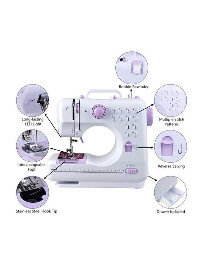 12 Stitches Multifunction Mini Sewing Machine FHSM-505 White