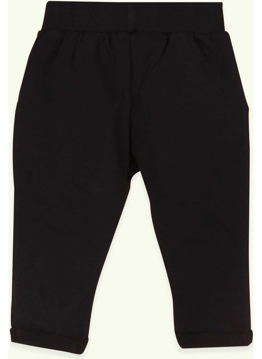 Baby Boy Sweatpants With Emblem Basic Black (9 Months-3 Years)