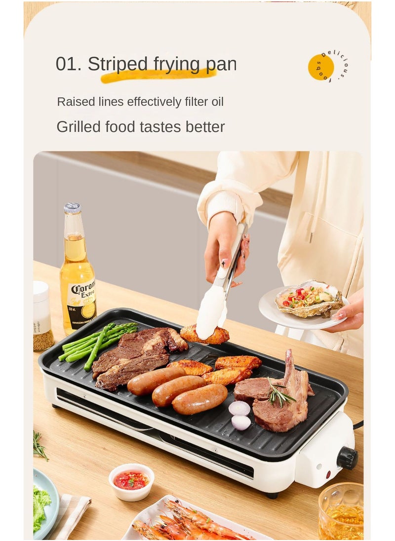 3 In 1 Electric BBQ Grill 1500W With Adjustable Temperature Detachable Parts For Easy Cooking And Cleaning Home Smoke-Free Electric Barbecue Stove Electric Baking Tray Outdoor Indoor Barbecue Machine Multifunctional