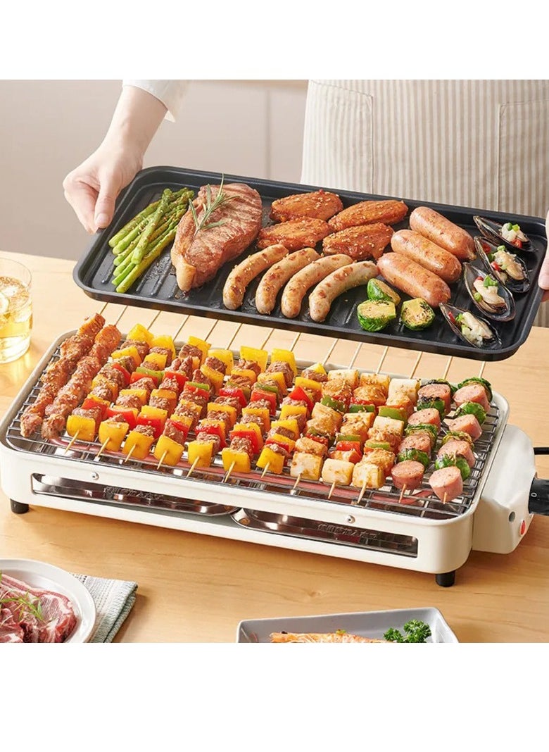 3 In 1 Electric BBQ Grill 1500W With Adjustable Temperature Detachable Parts For Easy Cooking And Cleaning Home Smoke-Free Electric Barbecue Stove Electric Baking Tray Outdoor Indoor Barbecue Machine Multifunctional