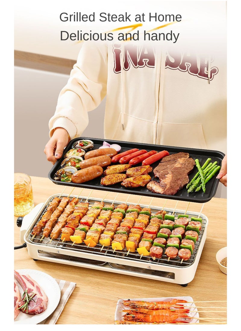 3 In 1 Electric BBQ Grill 1500W With Adjustable Temperature Detachable Parts For Easy Cooking And Cleaning Home Smoke-Free Electric Barbecue Stove Electric Baking Tray Outdoor Indoor Barbecue Machine Multifunctional