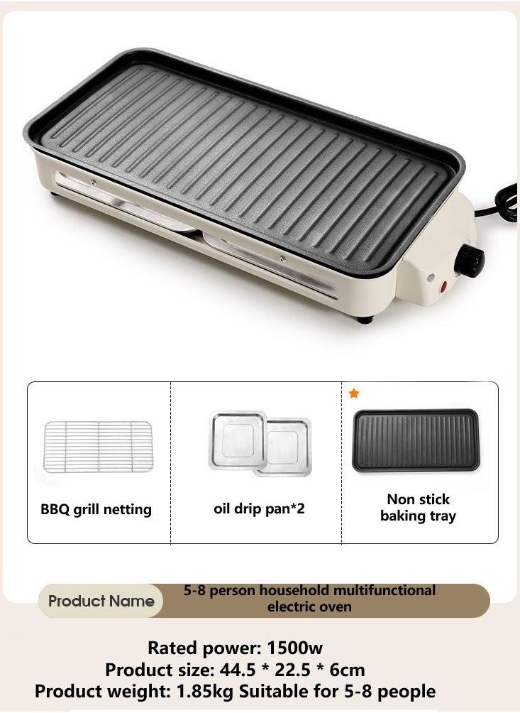 3 In 1 Electric BBQ Grill 1500W With Adjustable Temperature Detachable Parts For Easy Cooking And Cleaning Home Smoke-Free Electric Barbecue Stove Electric Baking Tray Outdoor Indoor Barbecue Machine Multifunctional