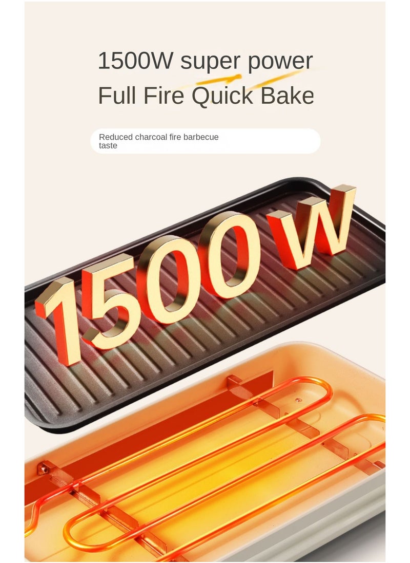 3 In 1 Electric BBQ Grill 1500W With Adjustable Temperature Detachable Parts For Easy Cooking And Cleaning Home Smoke-Free Electric Barbecue Stove Electric Baking Tray Outdoor Indoor Barbecue Machine Multifunctional