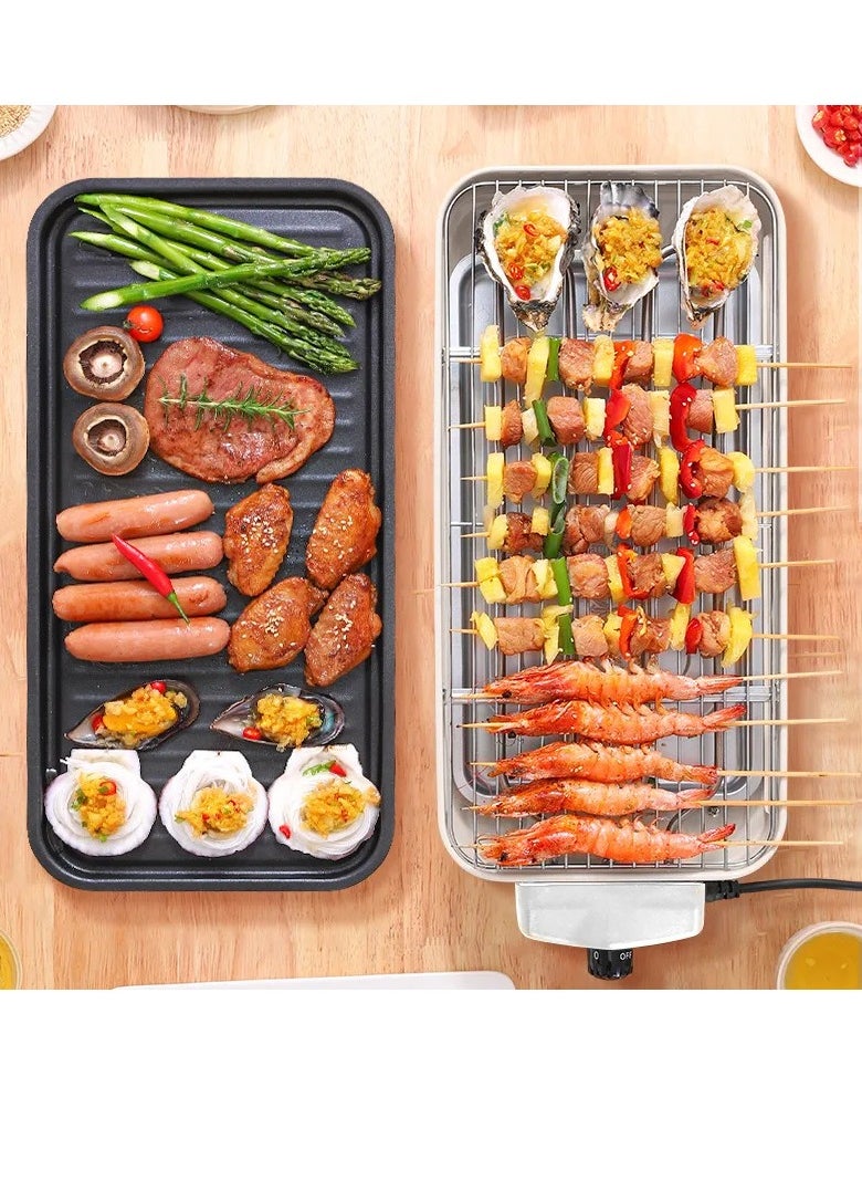 3 In 1 Electric BBQ Grill 1500W With Adjustable Temperature Detachable Parts For Easy Cooking And Cleaning Home Smoke-Free Electric Barbecue Stove Electric Baking Tray Outdoor Indoor Barbecue Machine Multifunctional