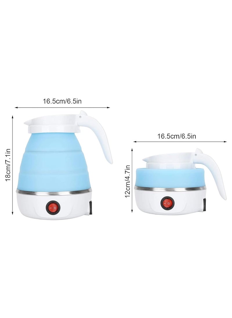 RBN Looks foldable Electric kettle for Hot Water 600ml Multipurpose Mini Collapsible Travel Kettle Food Grade Silicone Body Stainless Steel Base Leak Proof Blue