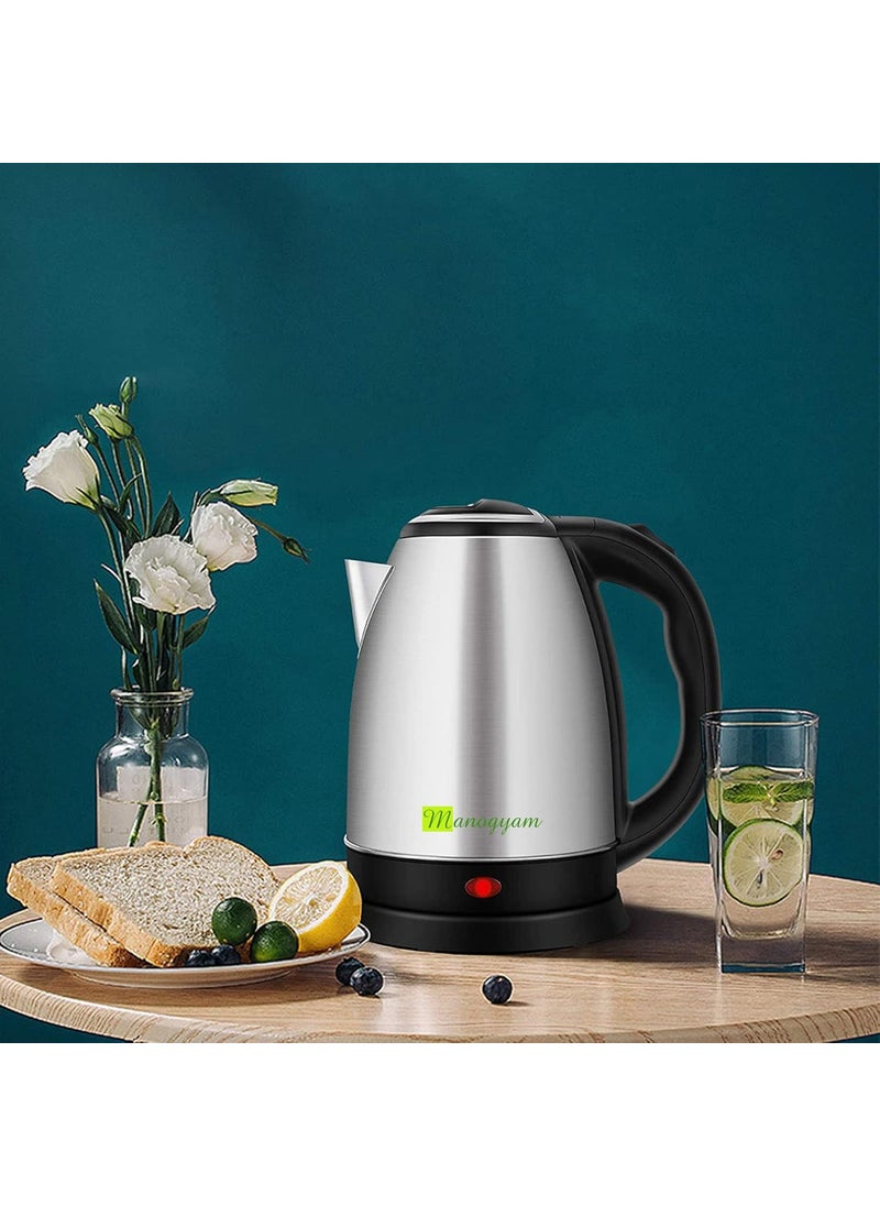 MANOGYAM Electric Kettle Hot Water Kettle Stainless Steel Electric Tea Kettle Coffee Kettle Water Boiler Electric Kettle for Tea Coffee Soup Noodles Auto Cut Off Function 2 Litres