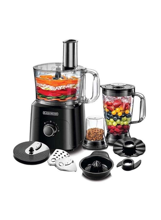 5-in-1 Food Processor FX775-B5 with 750W Powerful Motor, 2L Processing Bowl & 1.8L Blender Jar, Durable Stainless Steel Blades, 34 Multi-Functional Settings for Chopping, Slicing, Shredding & More, Compact Design – Black