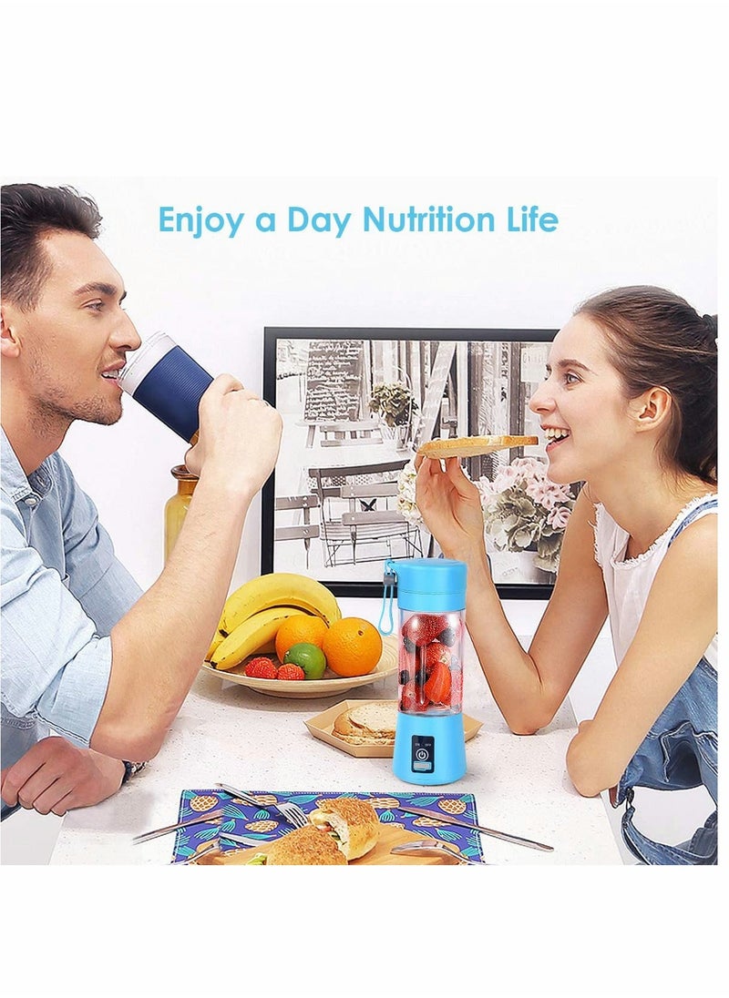 Portable Blender, Personal Blender for Shakes and Smoothies Personal Size Blenders with USB Rechargeable Mini Fruit Juice Mixer Mini Juicer Smoothie Blender Bottles Travel 400ML Blue