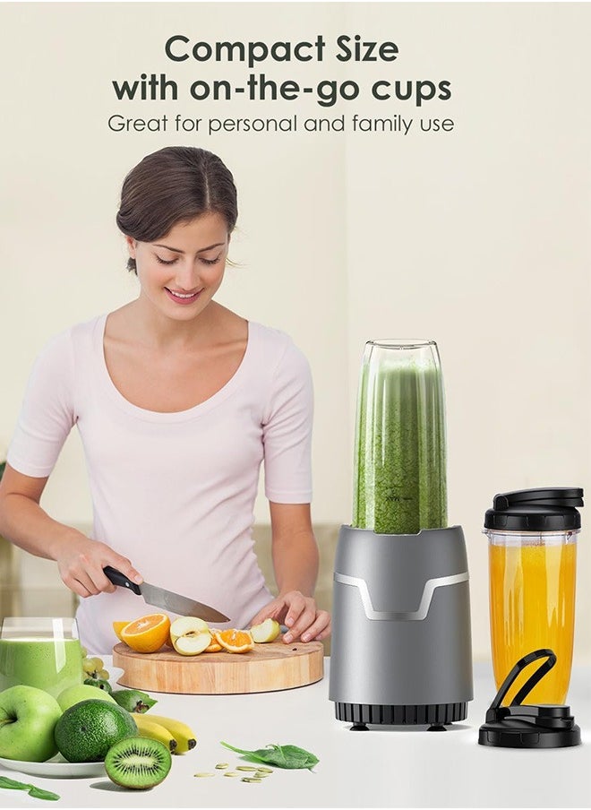 Electric Juicer Countertop Blender,Multifunctional Personal Size Blenders,Citrus Juicer and Grain Grinder Mill Combo,Smoothie Maker with 800W Watt 2* 798ML To-Go Cups 298 ML Grinding Cup for Protein Shake,Baby Food,Frozen Drink