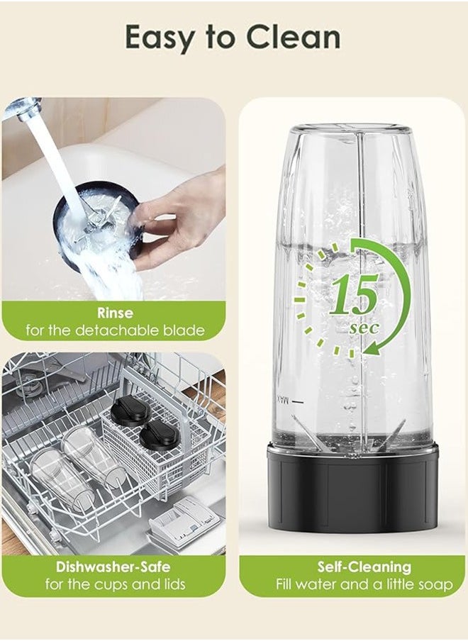 Electric Juicer Countertop Blender,Multifunctional Personal Size Blenders,Citrus Juicer and Grain Grinder Mill Combo,Smoothie Maker with 800W Watt 2* 798ML To-Go Cups 298 ML Grinding Cup for Protein Shake,Baby Food,Frozen Drink