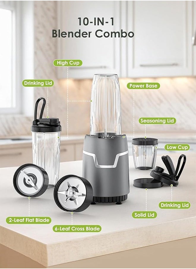 Electric Juicer Countertop Blender,Multifunctional Personal Size Blenders,Citrus Juicer and Grain Grinder Mill Combo,Smoothie Maker with 800W Watt 2* 798ML To-Go Cups 298 ML Grinding Cup for Protein Shake,Baby Food,Frozen Drink