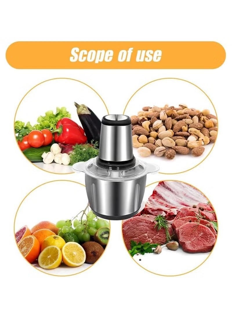 Multifunctional Electric Meat Grinder and Food Chopper – 3L Stainless Steel Bowl, 300W Powerful Motor, Double-Layer Blades for Fast Meat Mincing, Vegetable & Fruit Chopping, Baby Food Preparation – Green Color, Compact & Easy to Clean