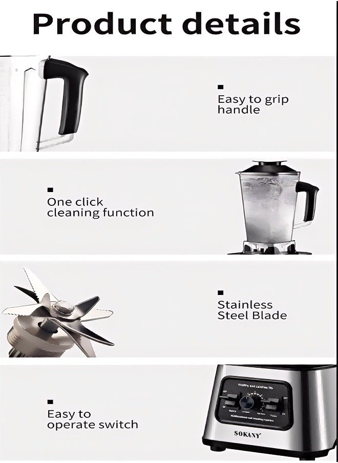 SOKANY Multi - Purpose Blender for Health - centric Fine Grinding and Blending - Plug: European Standard