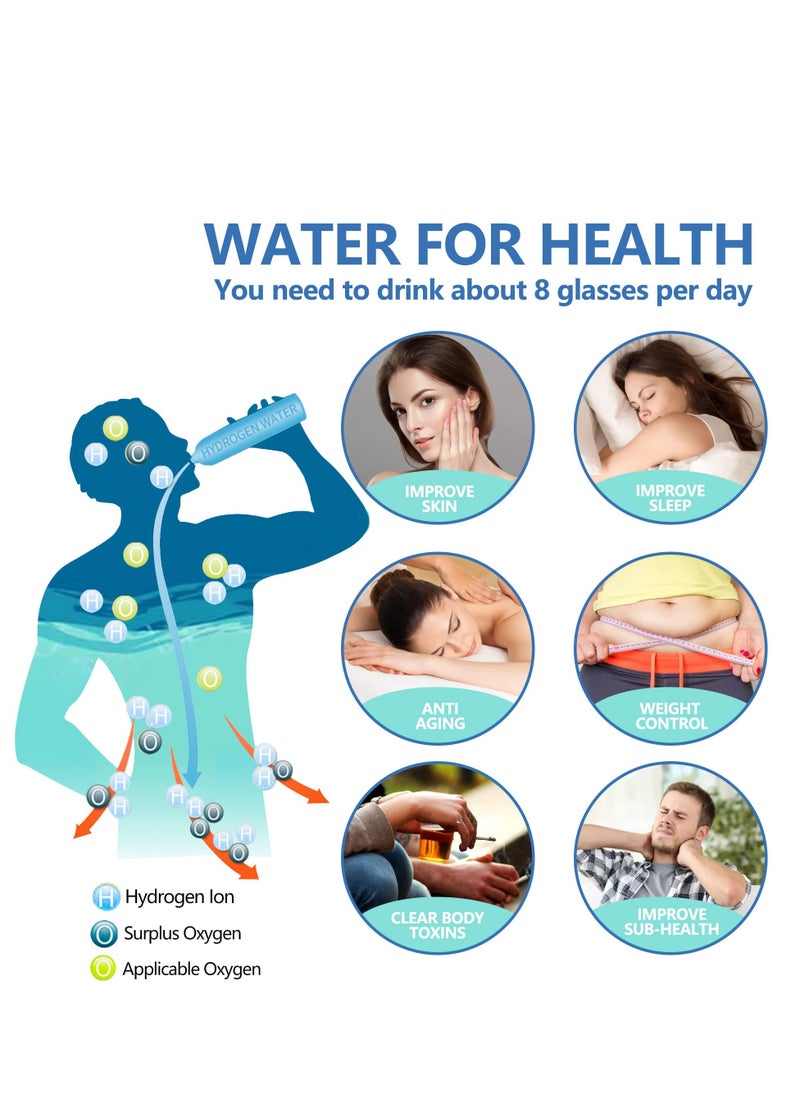 Portable Hydrogen Water Generator Bottle with SPE and PEM Technology, Alkaline Ionizer Generator USB Rechargeable Portable Hydrogen Rich Water Glass Health Bottle for Home and Fitness Daily Drinking