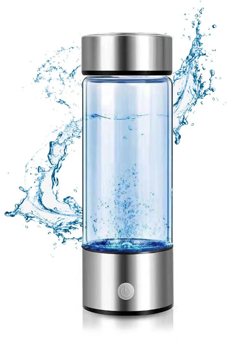 Portable Hydrogen Water Generator Bottle with SPE and PEM Technology, Alkaline Ionizer Generator USB Rechargeable Portable Hydrogen Rich Water Glass Health Bottle for Home and Fitness Daily Drinking