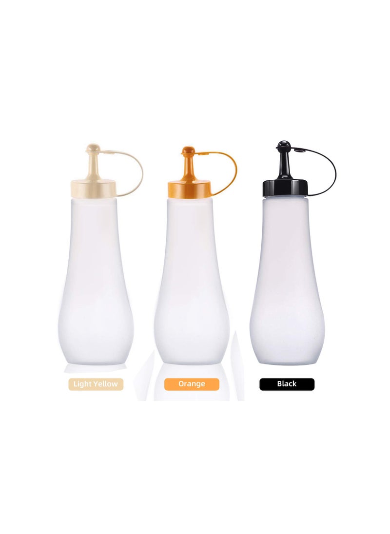 Squeeze Bottle, 4 Plastic Squeeze Squirt Condiment Bottles Sauce Bottles with Caps, for Sauce, BBQ, Hot and Olive Oil, Condiments, Oil,  Use Your Imagination to Make Delicious Food, White