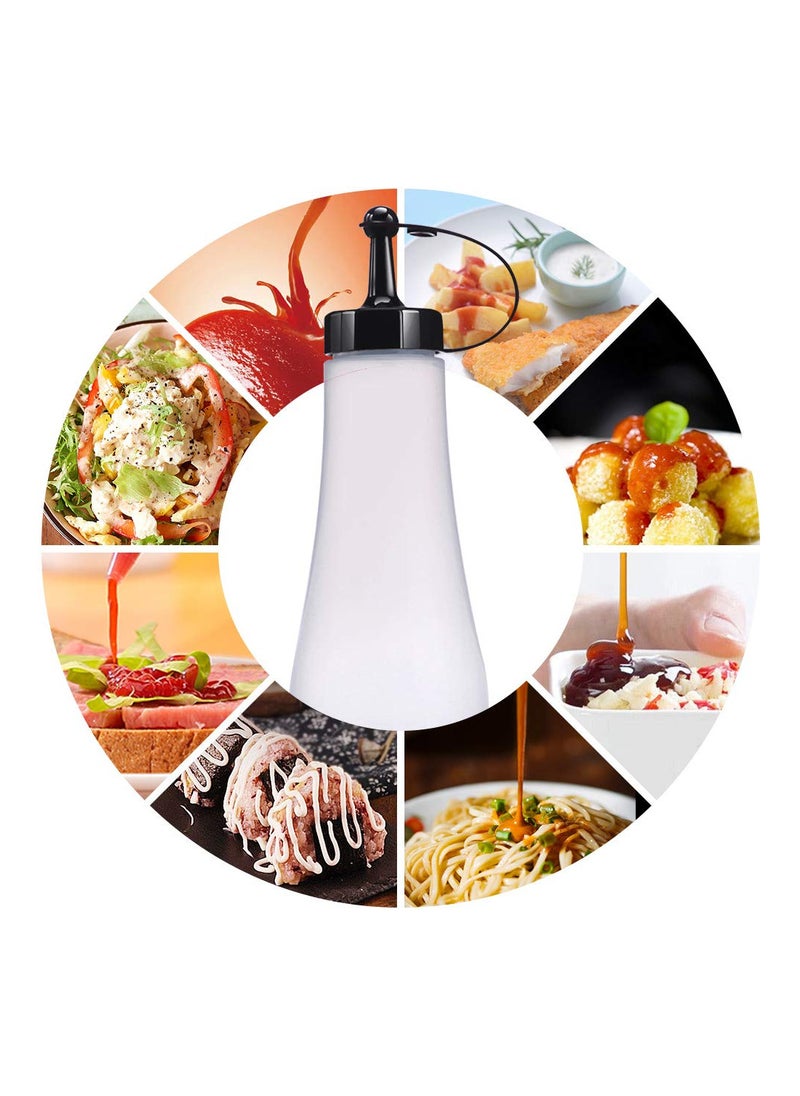 Squeeze Bottle, 4 Plastic Squeeze Squirt Condiment Bottles Sauce Bottles with Caps, for Sauce, BBQ, Hot and Olive Oil, Condiments, Oil,  Use Your Imagination to Make Delicious Food, White