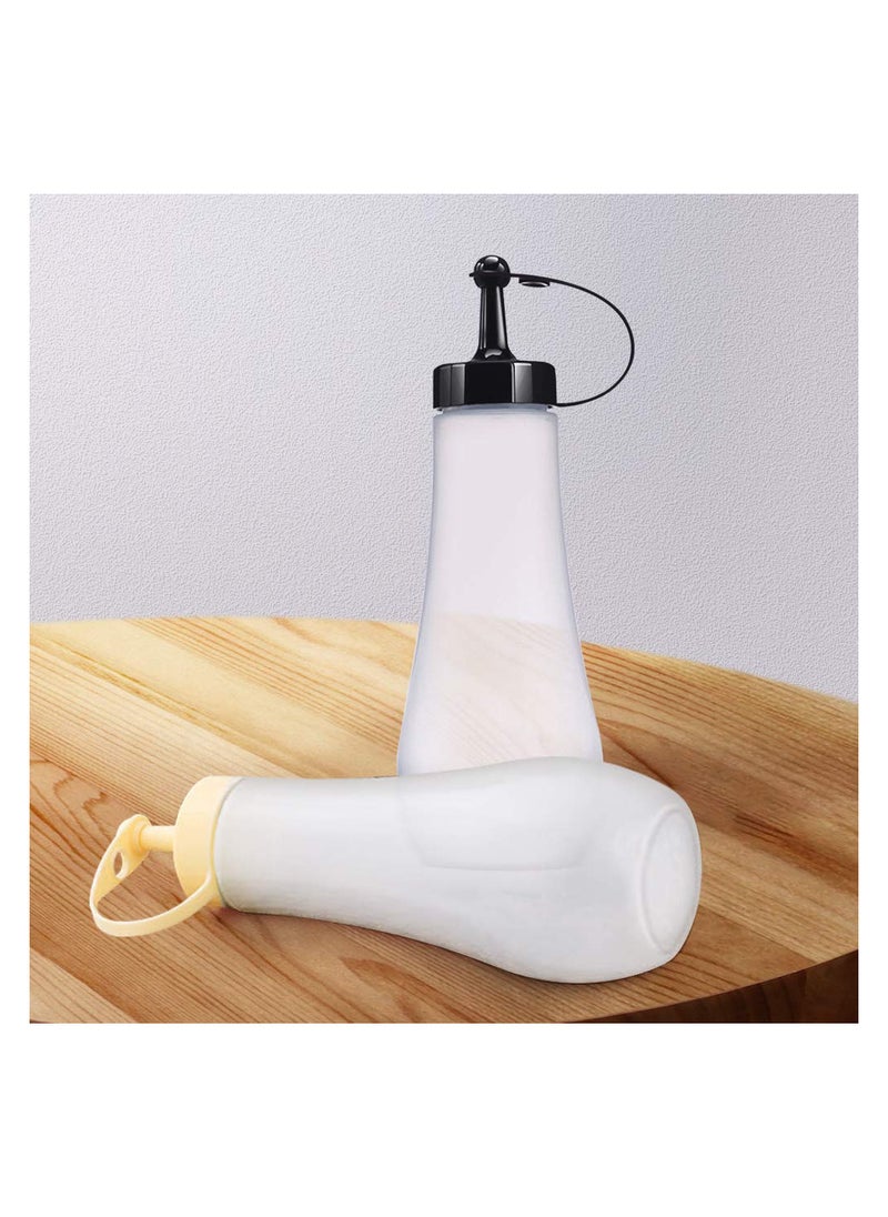 Squeeze Bottle, 4 Plastic Squeeze Squirt Condiment Bottles Sauce Bottles with Caps, for Sauce, BBQ, Hot and Olive Oil, Condiments, Oil,  Use Your Imagination to Make Delicious Food, White