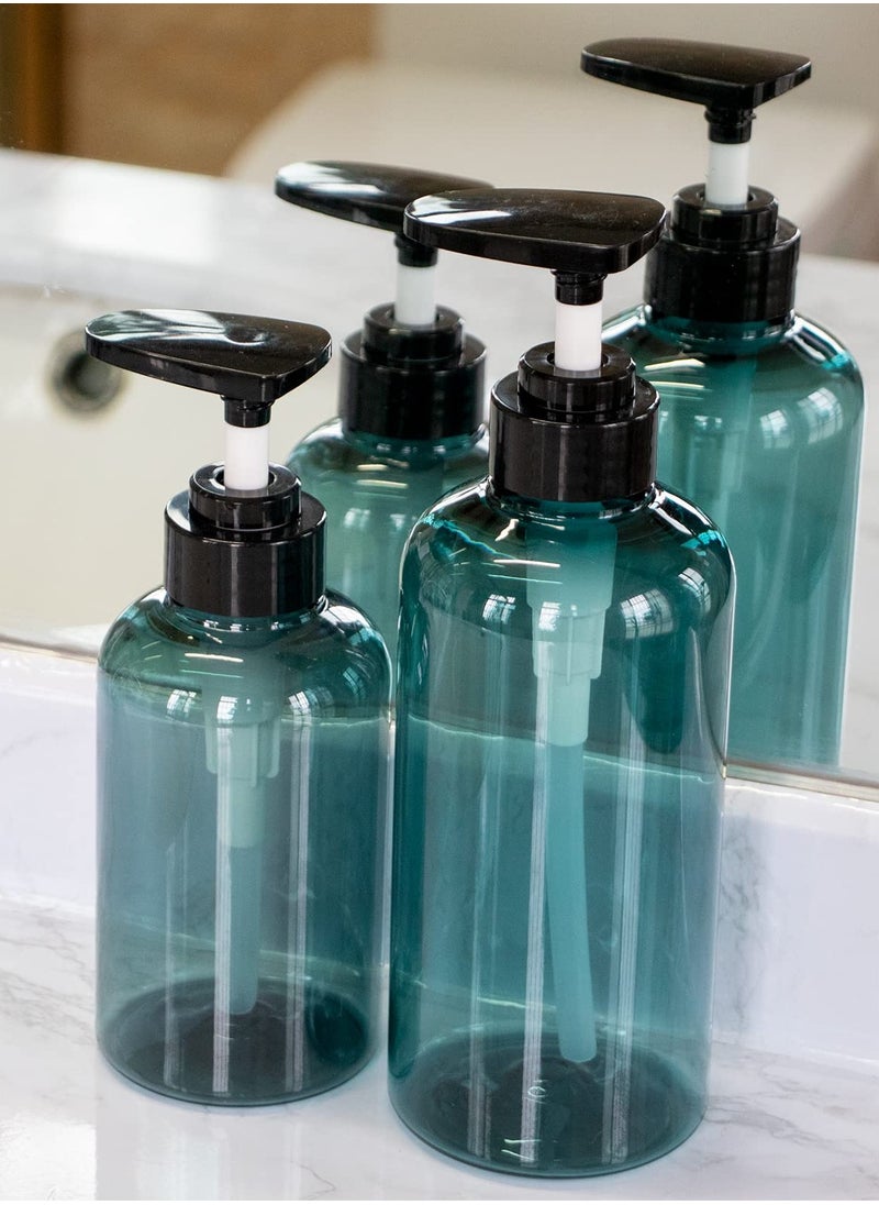 Shampoo and Conditioner Dispenser Bottles, 2PCS 10oz Plastic Soap Lotion Containers with Pump, and 2 Pack 16 oz Refillable Empty Shower Bottle for Body Wash (4PCS)